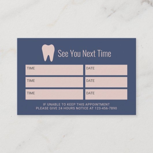 Dentist Nayv & Roze afspraak voor tandheelkundige  Afsprakenkaartje (Voorkant)
