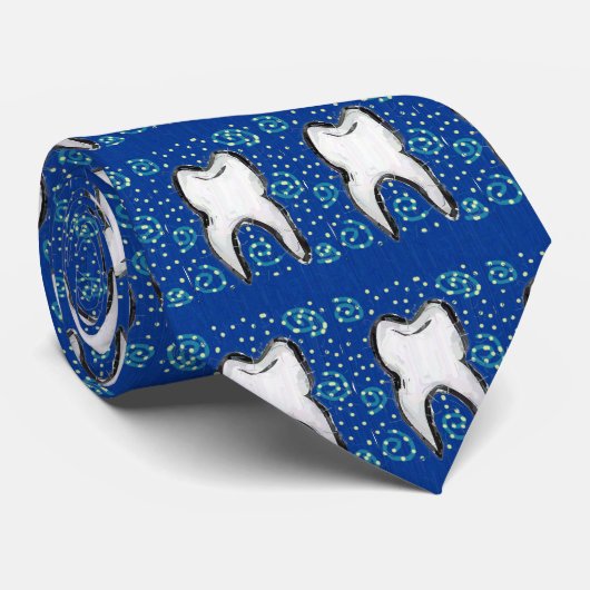 Dentist Necktie, Artsy Tooth Design, Abstract Stropdas (Opgerold)