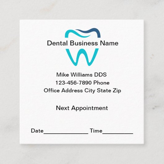 Dentist Office Appointment Reminder Business Cards Afsprakenkaartje (Voorkant)