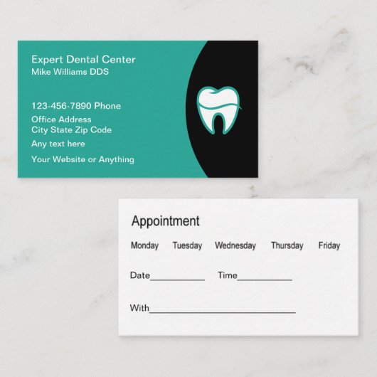 Dentist Office Modern Appointment Cards Visitekaartje (Voorkant / Achterkant)