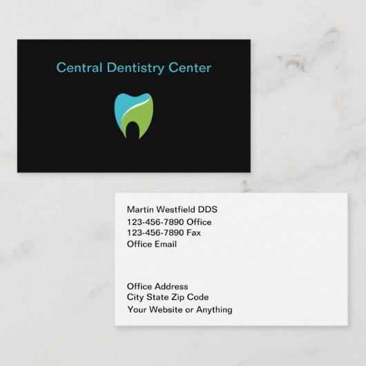 Dentist Office Modern Tooth Graphic Visitekaartje (Voorkant / Achterkant)