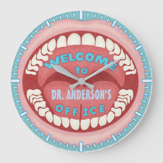 Dentist Office Novelty Mouth Teeth Dental | Custom Grote Klok (Voorkant)