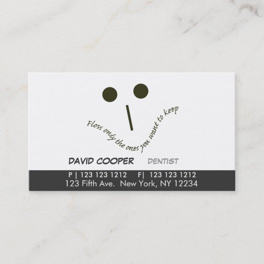 Dentist Orale Klinische Aanwijzing Flossy Face Afsprakenkaartje (Voorkant)