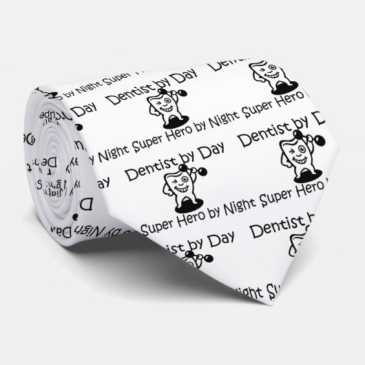 Dentist per dag Super Hero 's nachts Stropdas (Opgerold)