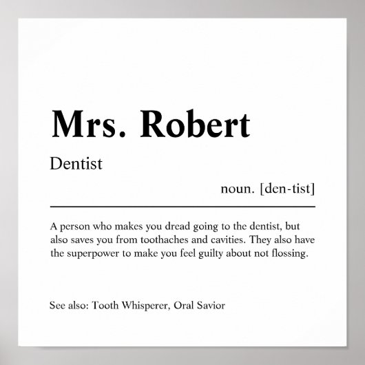 Dentist Personalized Cadeaus Poster (Voorkant)