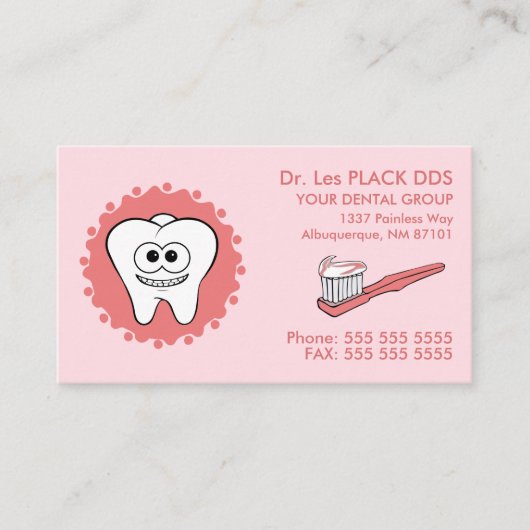Dentist Pink Appointment Visitekaartjes (Voorkant)