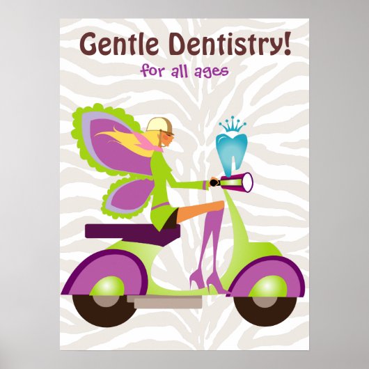 Dentist Poster Cute Tooth Fairy Scooter Girl 2 (Voorkant)