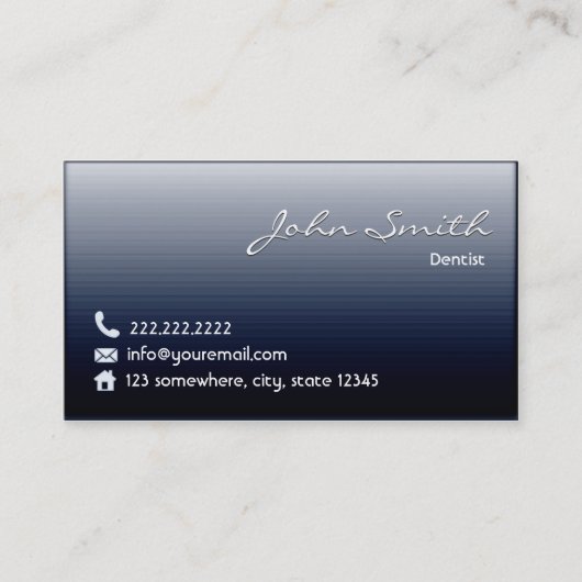 Dentist Professional Navy Blue Metallic Dental Visitekaartje (Voorkant)