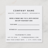Dentist Reference Visitekaartje Aanbevelingskaartje (Achterkant)