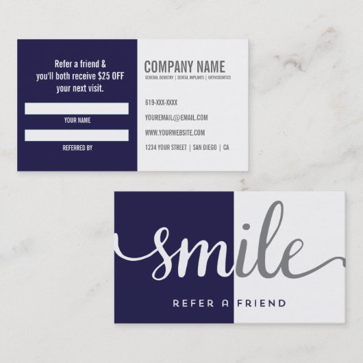 Dentist Reference Visitekaartje Aanbevelingskaartje (Voorkant / Achterkant)