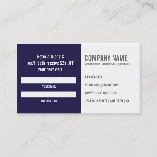 Dentist Reference Visitekaartje Aanbevelingskaartje (Voorkant)