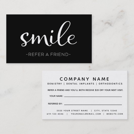 Dentist Reference Visitekaartje Aanbevelingskaartje (Voorkant / Achterkant)