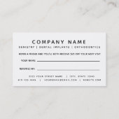 Dentist Reference Visitekaartje Aanbevelingskaartje (Achterkant)