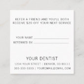 Dentist Referral Card Square Vierkante Visitekaartje (Achterkant)