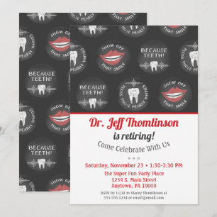 Dentist Retirement Invitation Chalkboard Dental Kaart