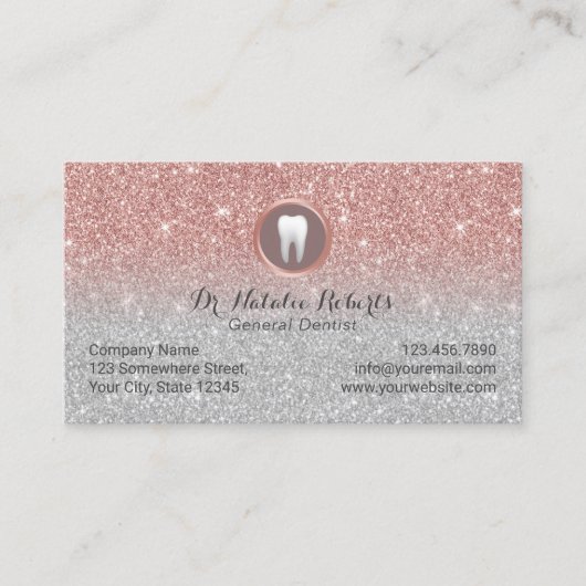 Dentist Roos Gold Glitter Dental Appointment Afsprakenkaartje (Voorkant)