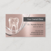 Dentist Roos Gold Glitter Tooth Water Flow Dental Afsprakenkaartje (Voorkant)