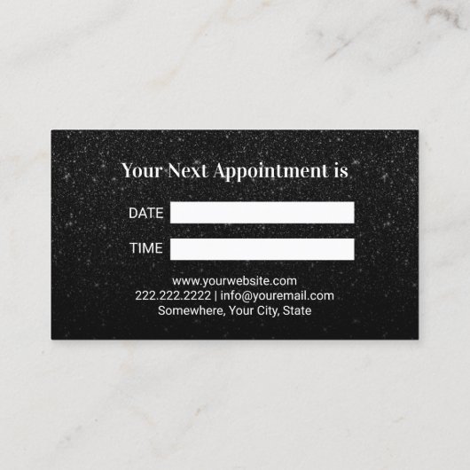 Dentist Roos Gold Tooth Black Glitter Dental Afsprakenkaartje (Achterkant)