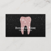 Dentist Roos Gold Tooth Black Glitter Dental Afsprakenkaartje (Voorkant)