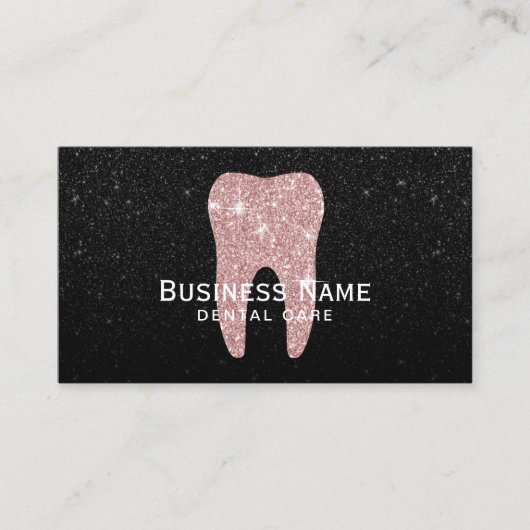 Dentist Roos Gold Tooth Black Glitter Dental Afsprakenkaartje (Voorkant)