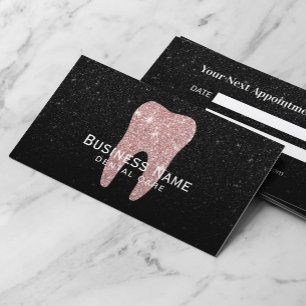 Dentist Roos Gold Tooth Black Glitter Dental Afsprakenkaartje