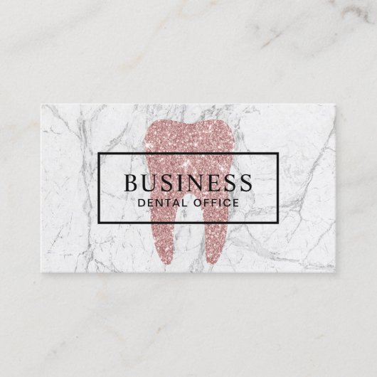 Dentist Roos Gold Tooth Marble Dental Appointment Afsprakenkaartje (Voorkant)