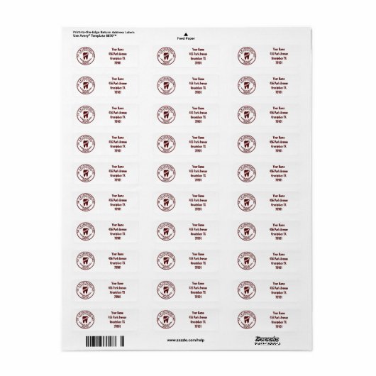 Dentist Rubber Stempel met tand en Jouw naam Etiket (Full Sheet)