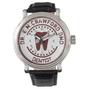 Dentist Rubber Stempel met tand en Jouw naam Horloge
