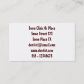 Dentist Rubber Stempel met tand en Jouw naam Visitekaartje (Achterkant)