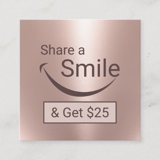 Dentist Share a Smile Roos Gold Dental Reference Aanbevelingskaartje (Voorkant)