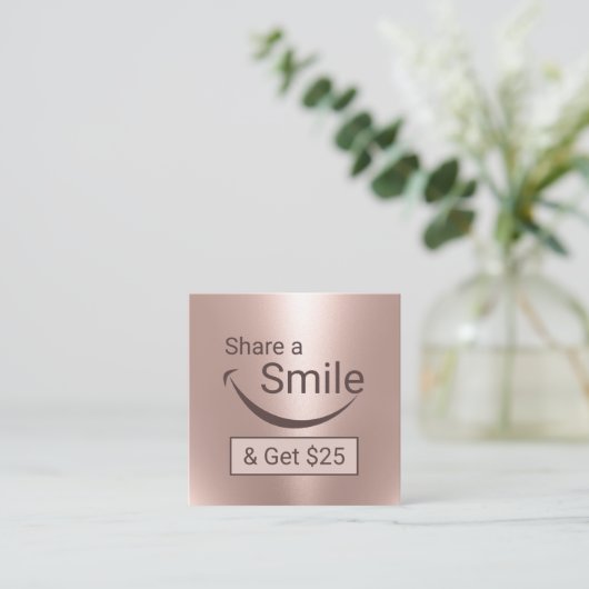 Dentist Share a Smile Roos Gold Dental Reference Aanbevelingskaartje (Staand voorkant)