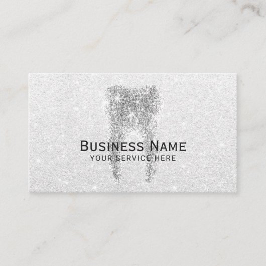 Dentist Silver Glitter Tooth Moderne Dental Office Afsprakenkaartje (Voorkant)