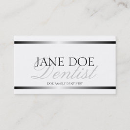 Dentist Silver Metallic Script Visitekaartje