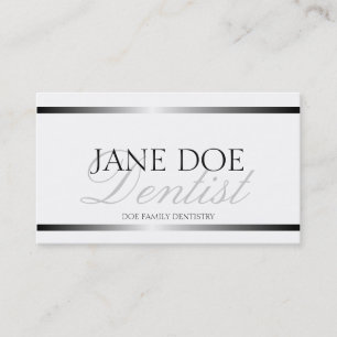 Dentist Silver Metallic Script Visitekaartje
