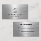 Dentist Silver Tooth Logo Moderne tandheelkundige  Afsprakenkaartje (Voorkant / Achterkant)