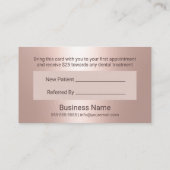 Dentist Smile Modern Roos Gold Dental Reference Aanbevelingskaartje (Achterkant)