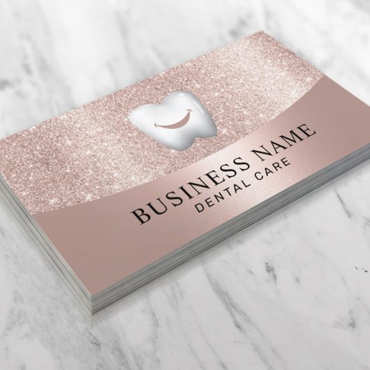 Dentist Smile Tooth Moderne Roos Gold Dental Care Visitekaartje