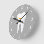 Dentist Smiling Tooth Modern Silver Dental Office Ronde Klok (Hoek)