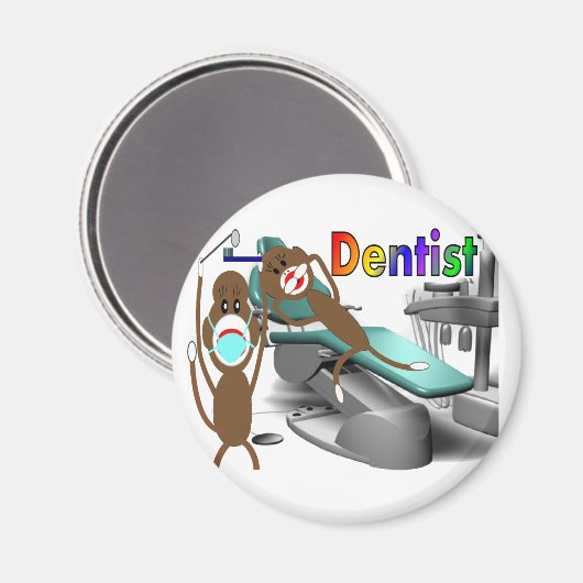 Dentist Sock Monkey-cadeautjes—uniek Magneet (Voorkant / Achterkant)
