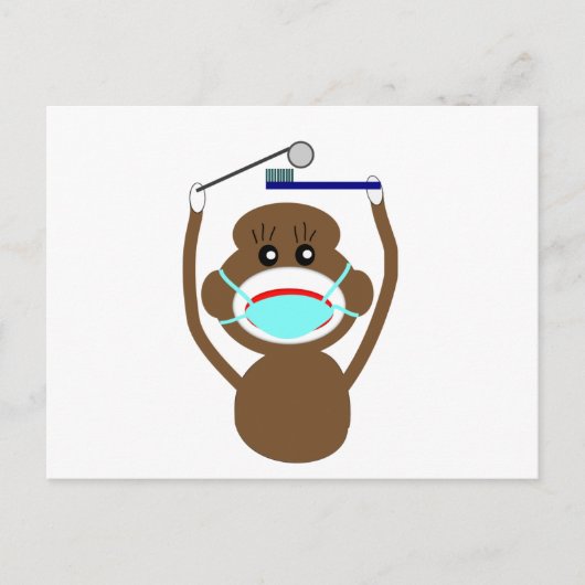 Dentist Sock Monkey-Shirten en Gifts-Schattig Briefkaart (Voorkant)
