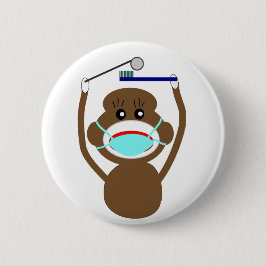 Dentist Sock Monkey-Shirten en Gifts-Schattig Ronde Button 5,7 Cm