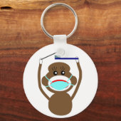 Dentist Sock Monkey-Shirten en Gifts-Schattig Sleutelhanger (Voorkant)