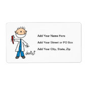 Dentist Stick Figuur Etiket (Voorkant)