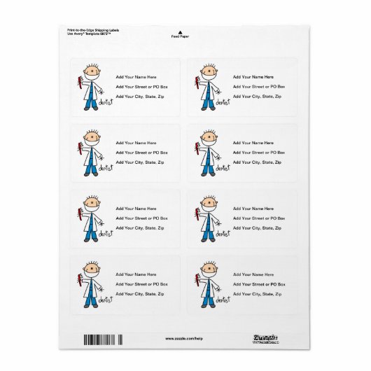 Dentist Stick Figuur Etiket (Full Sheet)