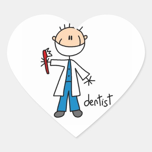 Dentist Stick Figuur Hart Sticker (Voorkant)