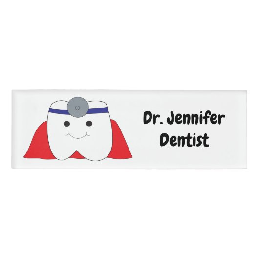 Dentist Super Hero Tooth personaliseren Naambadge (Voorkant)