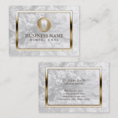 Dentist tandheelkunde Moderne marmer Gold Border D Visitekaartje (Voorkant / Achterkant)