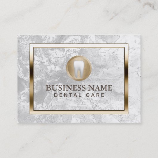 Dentist tandheelkunde Moderne marmer Gold Border D Visitekaartje (Voorkant)