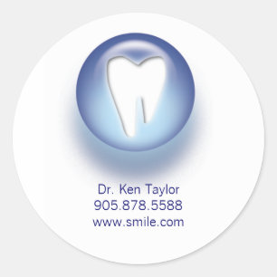 Dentist/tandheelkundig Tooth Logo Sticker Blue