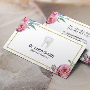 Dentist tandheelkundige Elegant Floral Gold Lijst Visitekaartje